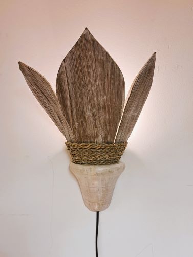 Palmblad wandlamp white wash